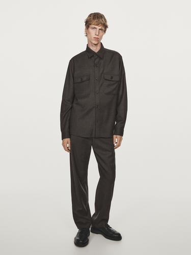 Zara Regular fit double wool overshirt - Mink