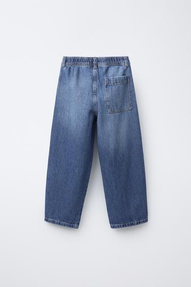BALLOON JEANS WITH ELASTIC TRIM - Mid-blue by Zara - Image 1