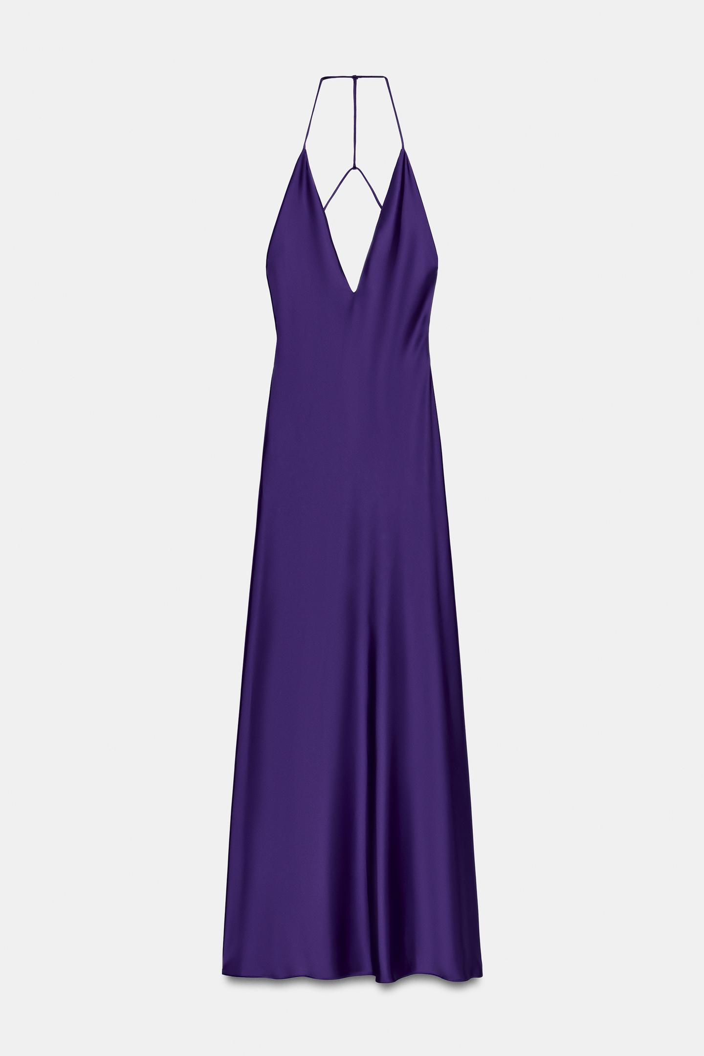 Женское платье Zara Satin Maxi, цвет: Фиолетовый — фото 8