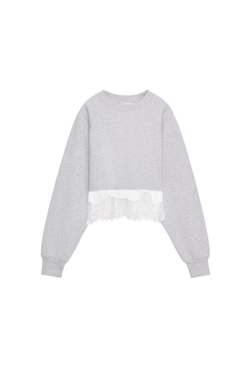 COMBINATION LACE TRIM CROPPED SWEATSHIRT - image 4