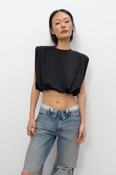 TOP BOULE À ÉPAULETTES - Noir de Zara - Image 2