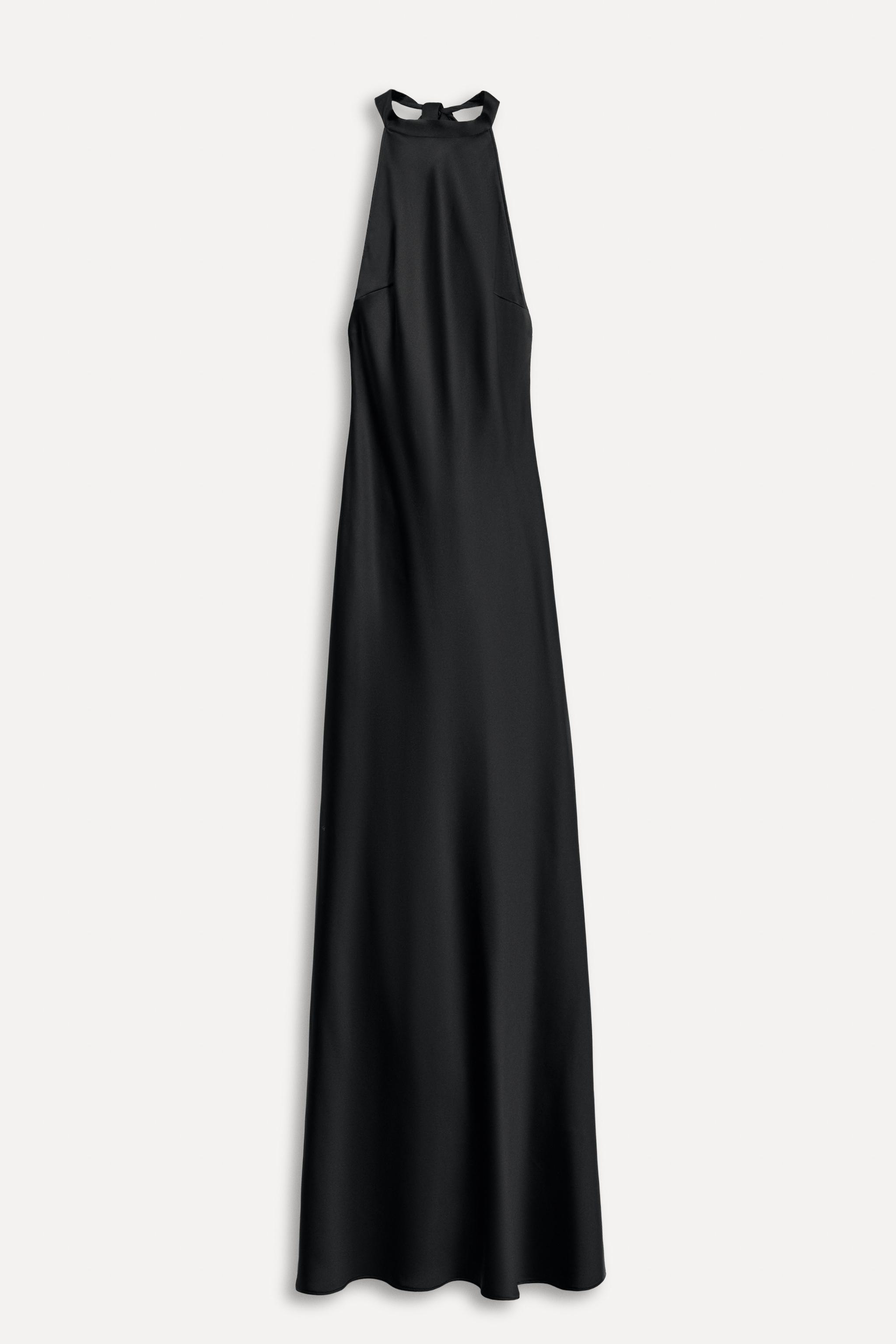 ZARA ホルターネック サテン ワンピース 50TH ANNIVERSARY ホルターネック サテン ワンピース 50TH ANNIVERSARY - ブラック