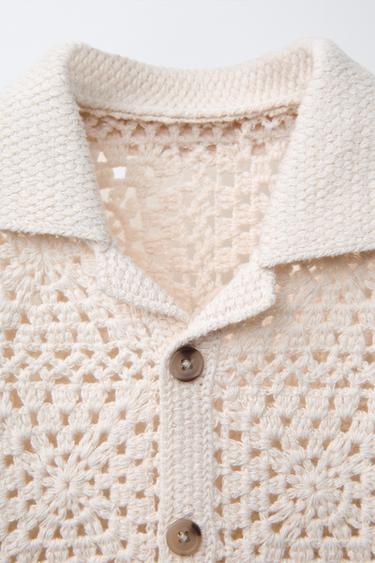 CHEMISE EN MAILLE CROCHET - Écru de Zara - Image 2