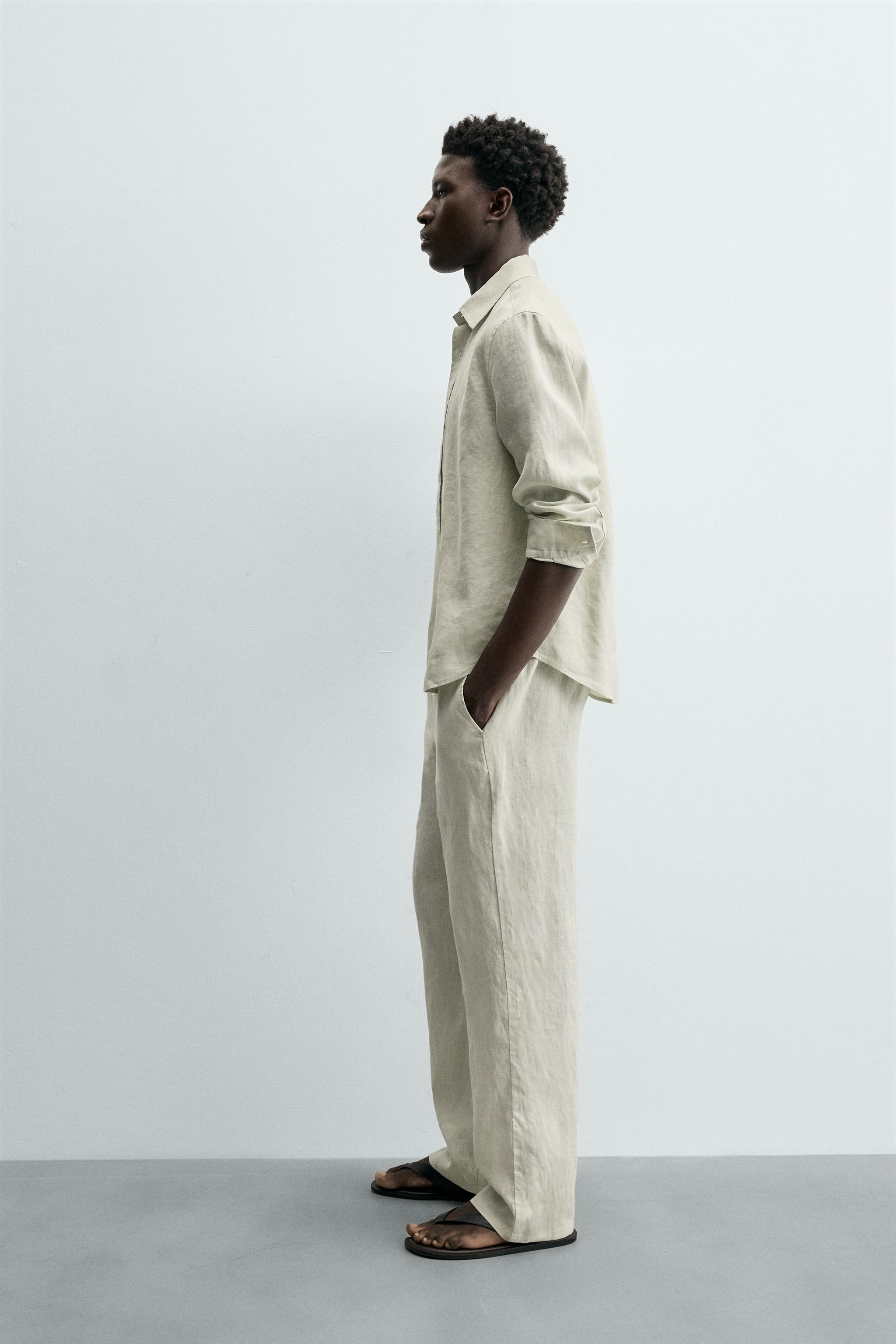 Zara %100 KETEN REGULAR FIT GÖMLEK görsel 4