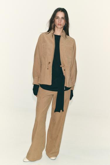 PANTALON À JAMBES LARGES - Camel moyen de Zara