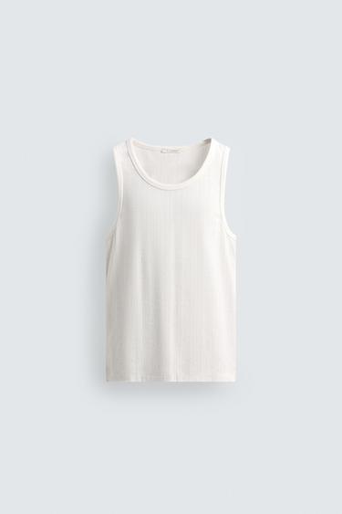 CAMISETA TANK ESTRUCTURA - Blanco de Zara - Imagen 0