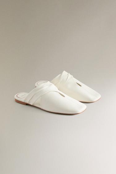 LEATHER CROSSOVER MULES - White by Zara - Image 1