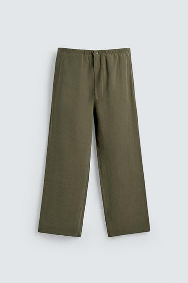 FLOWING RELAXED FIT TROUSERS - Khaki by Zara