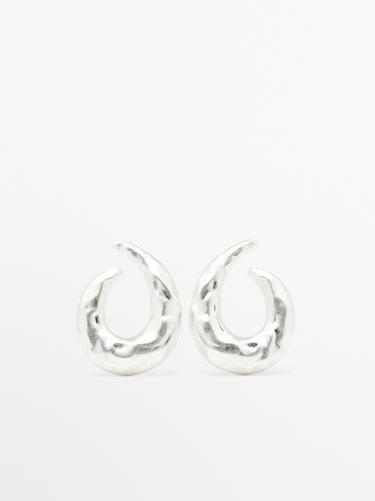 Zara Textured hoop earrings - Silver
