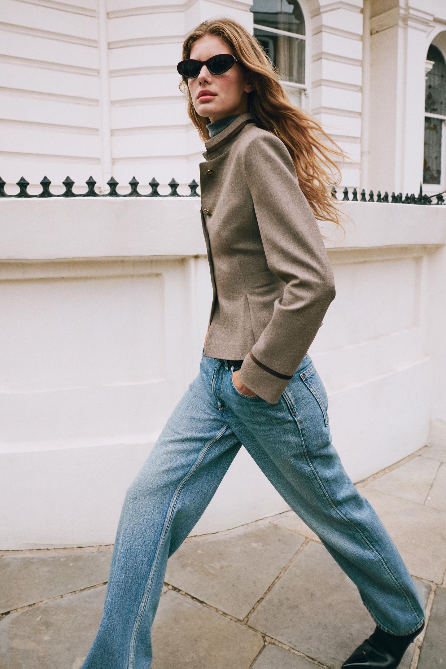 Женский пиджак Zara Peplum with Trims, цвет: Серо-коричневый коричневый — фото 3