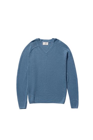 100% LINEN SWEATER - Blue / Grey by Zara
