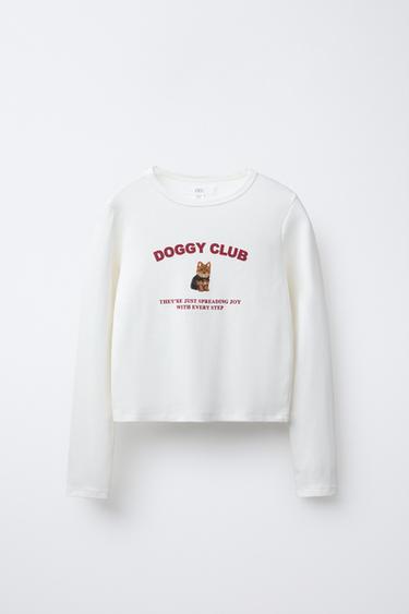 PRINTED RIBBED T-SHIRT - White by Zara