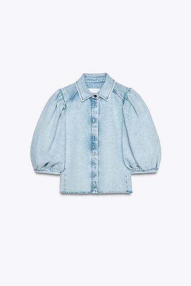 ZW COLLECTION 牛仔罩衫 - 淡藍色 by Zara