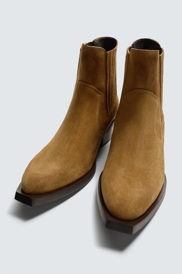 BOTTES COW-BOY EN CUIR ÉDITION LIMITÉE - Beige de Zara - Image 4