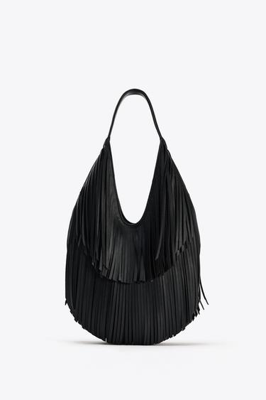 FRINGED TOTE BAG - Black by Zara