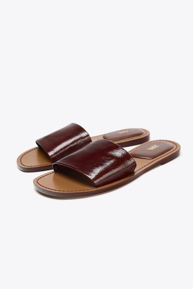 SANDALES EN CUIR SOFT - Marron foncé de Zara - Image 3
