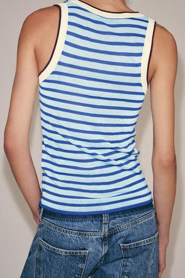 STRIPED KNIT TOP - Mid-blue by Zara - Image 2