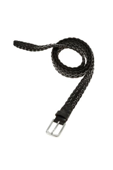 Zara BRAIDED LEATHER BELT - Dark brown