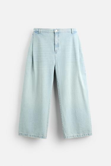 BAGGY FIT PLEATED JEANS - Blue by Zara