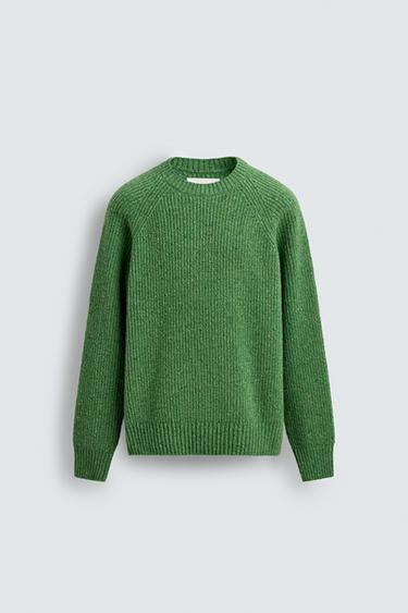 PURL KNIT FLECKED JUMPER - Green by Zara