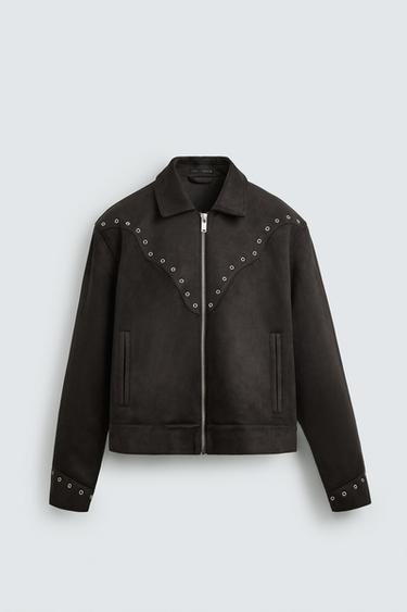 Zara FAUX SUEDE JACKET - Brown - Image 0