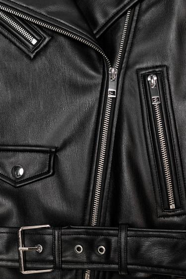 LEATHER EFFECT BIKER JACKET - Black by Zara - Image 8