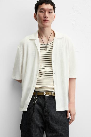 CHEMISE STRUCTURÉE DÉLAVÉE - Blanc cassé de Zara