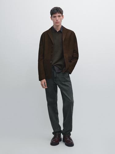 Zara Nubuck leather blazer - Chocolate - Image 0