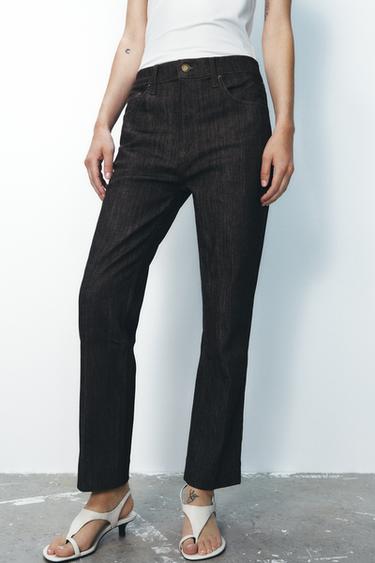 ZW COLLECTION BOOTCUT HIGH-WAIST CROPPED JEANS - Brown by Zara