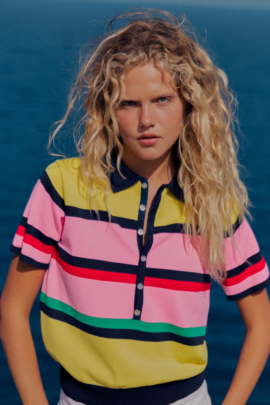 STRIPED KNIT POLO SHIRT
