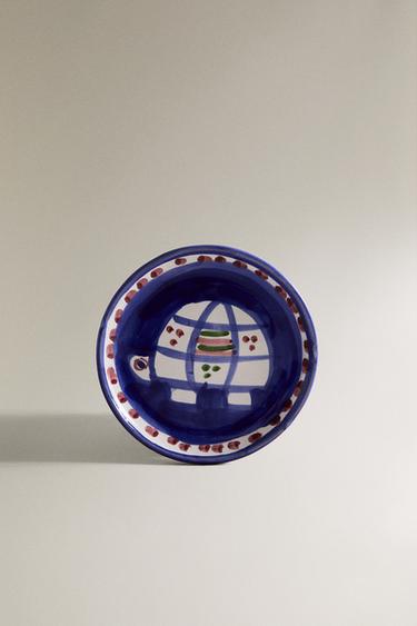 PAINTED CERAMIC SIDE PLATE - Blue by Zara