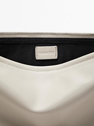 Zara Small nappa leather pouch bag with knot - White - Image 0