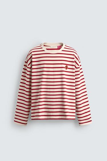 CAMISETA JACQUARD LISTRADA AMANDA LOBOS X ZARA - Branco-marfim da Zara