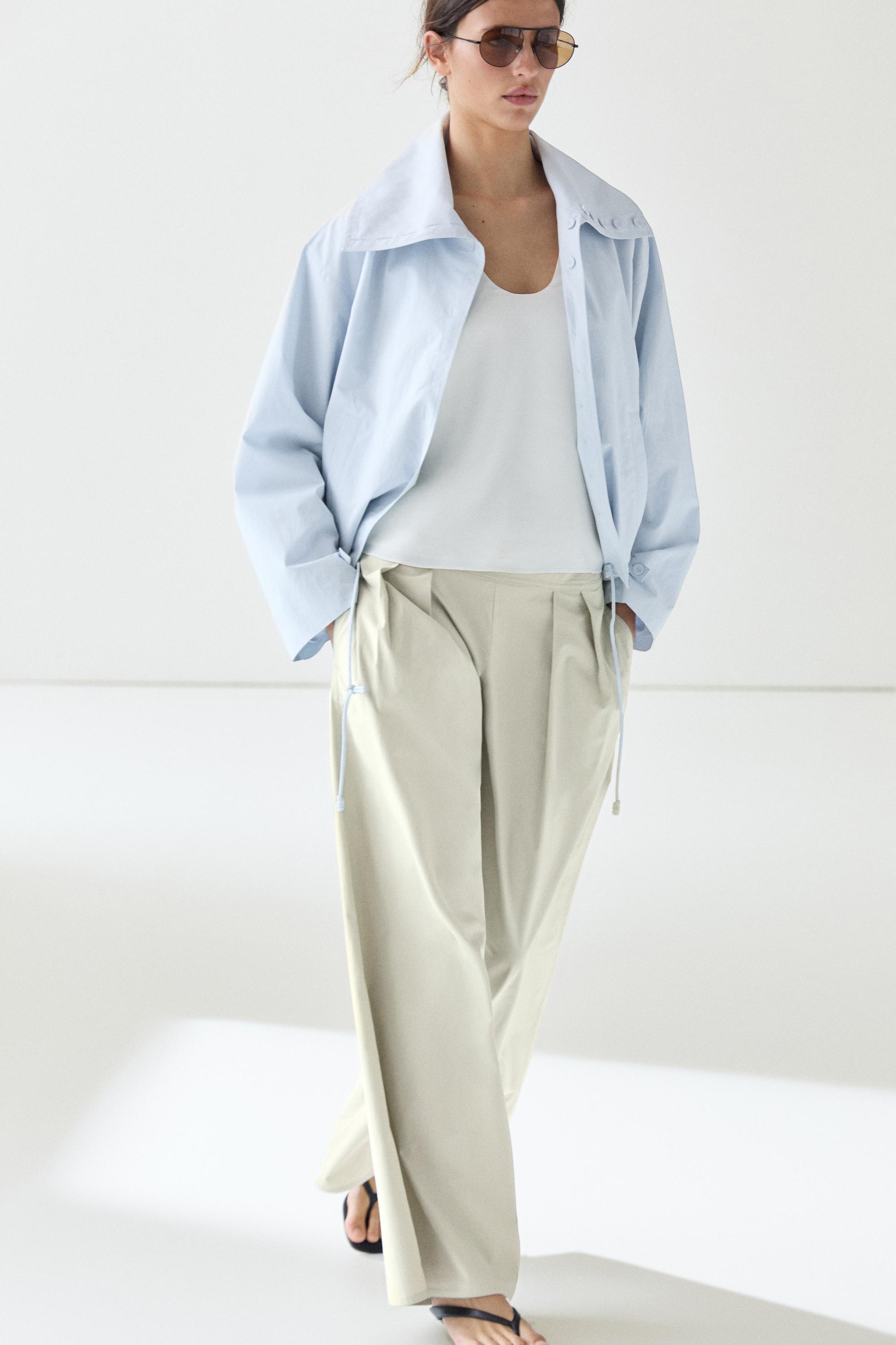 Wide-leg pants with pleated sash detail — Dark salmon