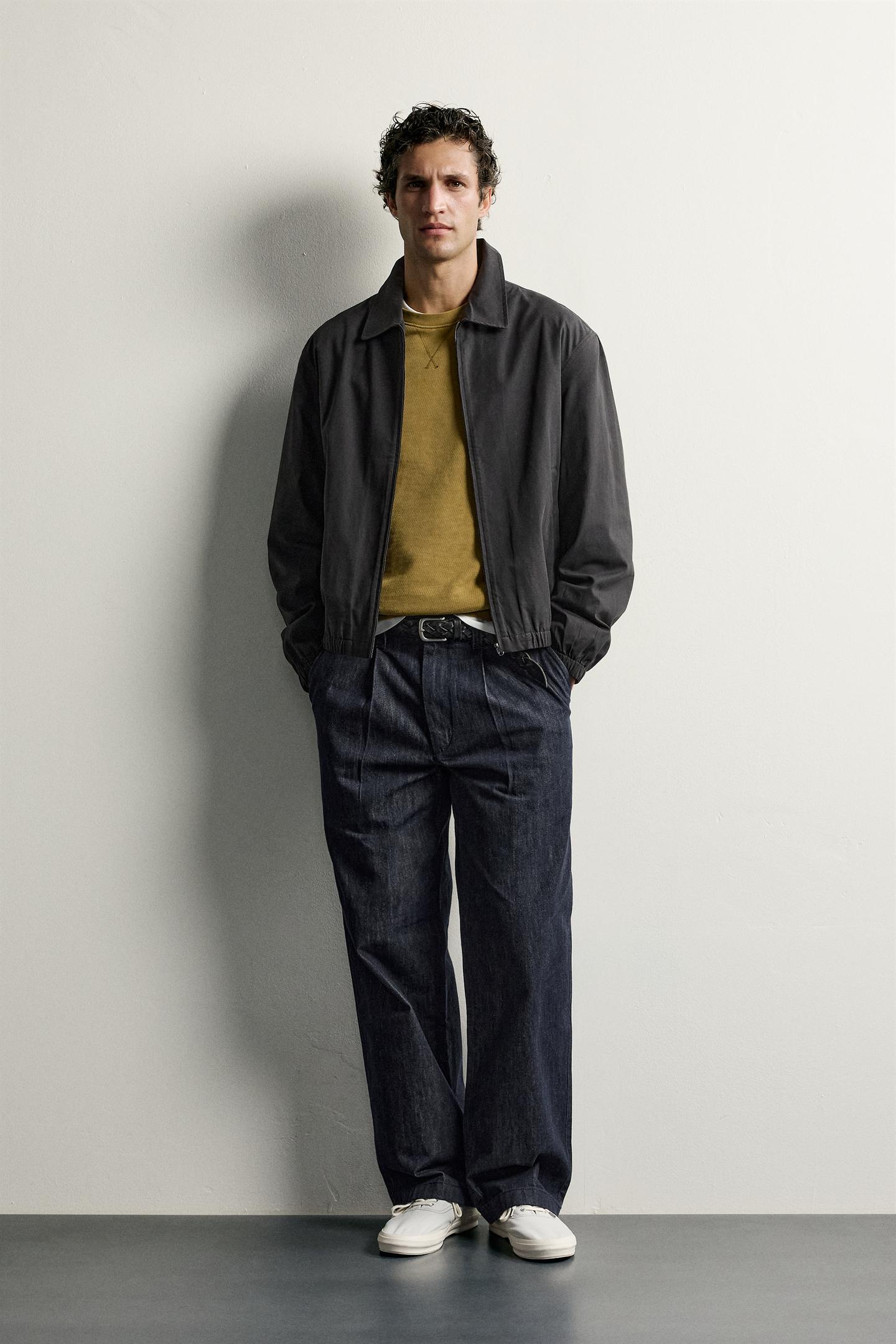 Мужская куртка Zara Lightweight Cotton-Lyocell, цвет: Чёрный — фото 1