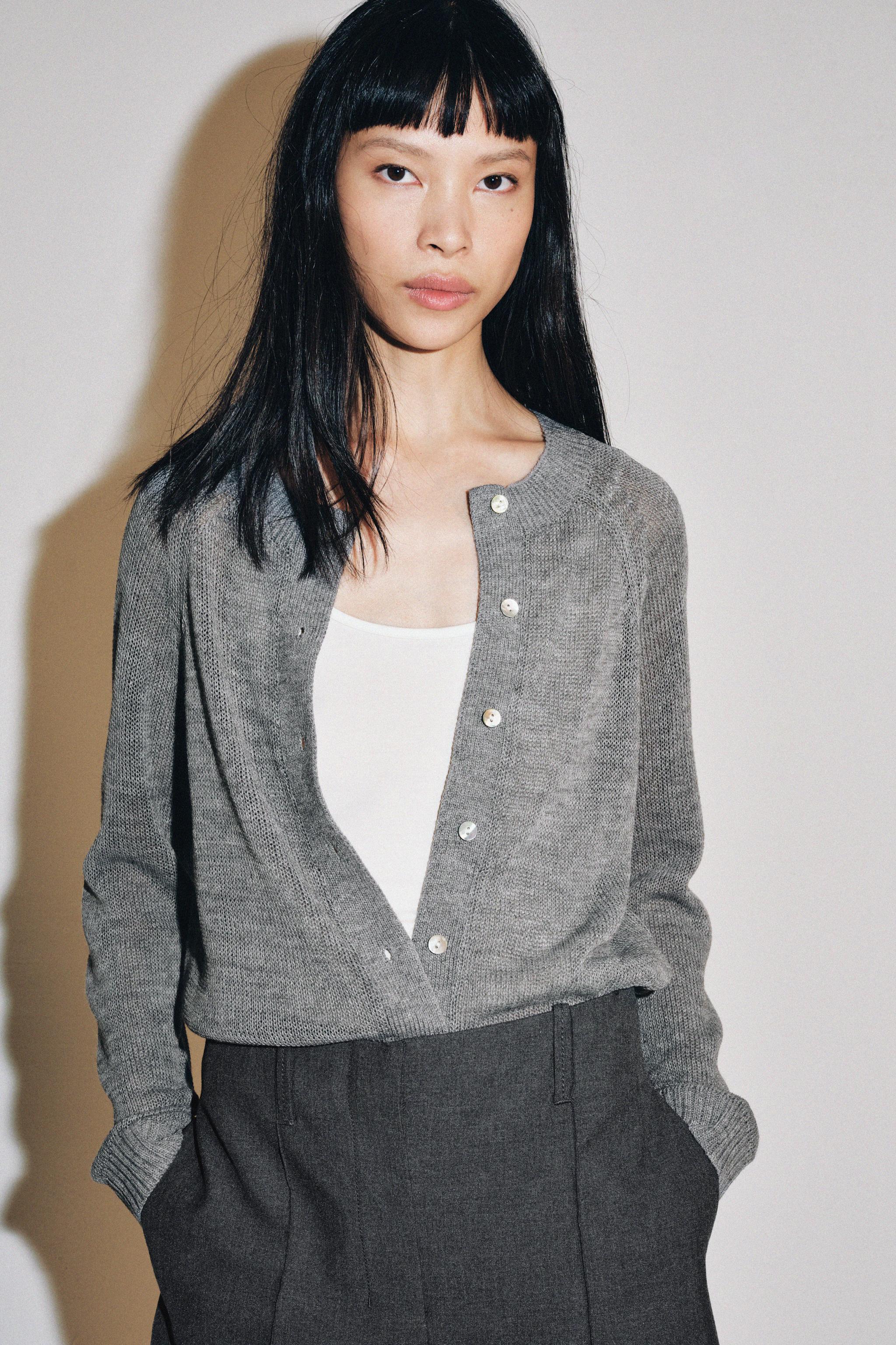 WOOL-BLEND CARDIGAN — Gray