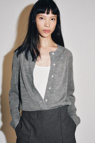 WOOL BLEND CARDIGAN — Grey 1