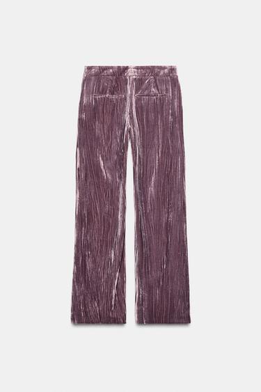 WIDE-LEG VELVET TROUSERS - Mauve by Zara - Image 8