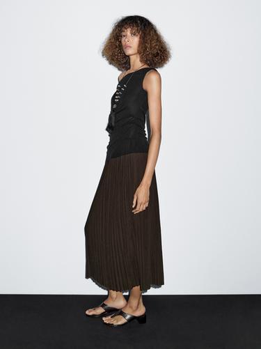 Falda midi plisada - Marrón de Zara - Imagen 0