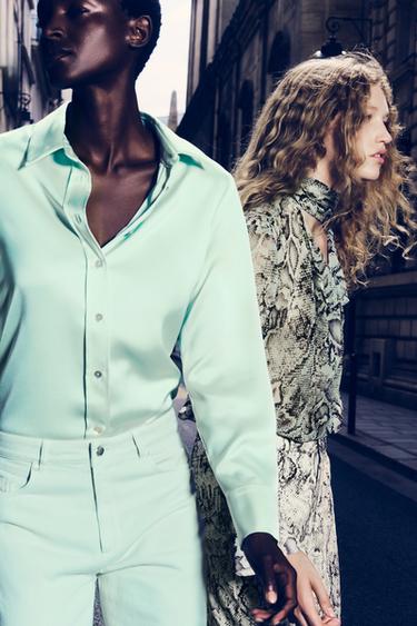 SATIN SHIRT WITH TIE-BACK DETAIL - Mint by Zara