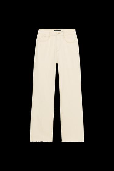 Zara Z.02 STRAIGHT HIGH-WAIST ANKLE JEANS - Ecru