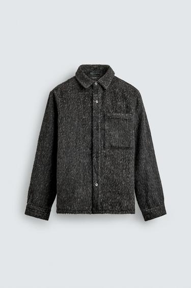 Zara FAUX FUR OVERSHIRT - Gray