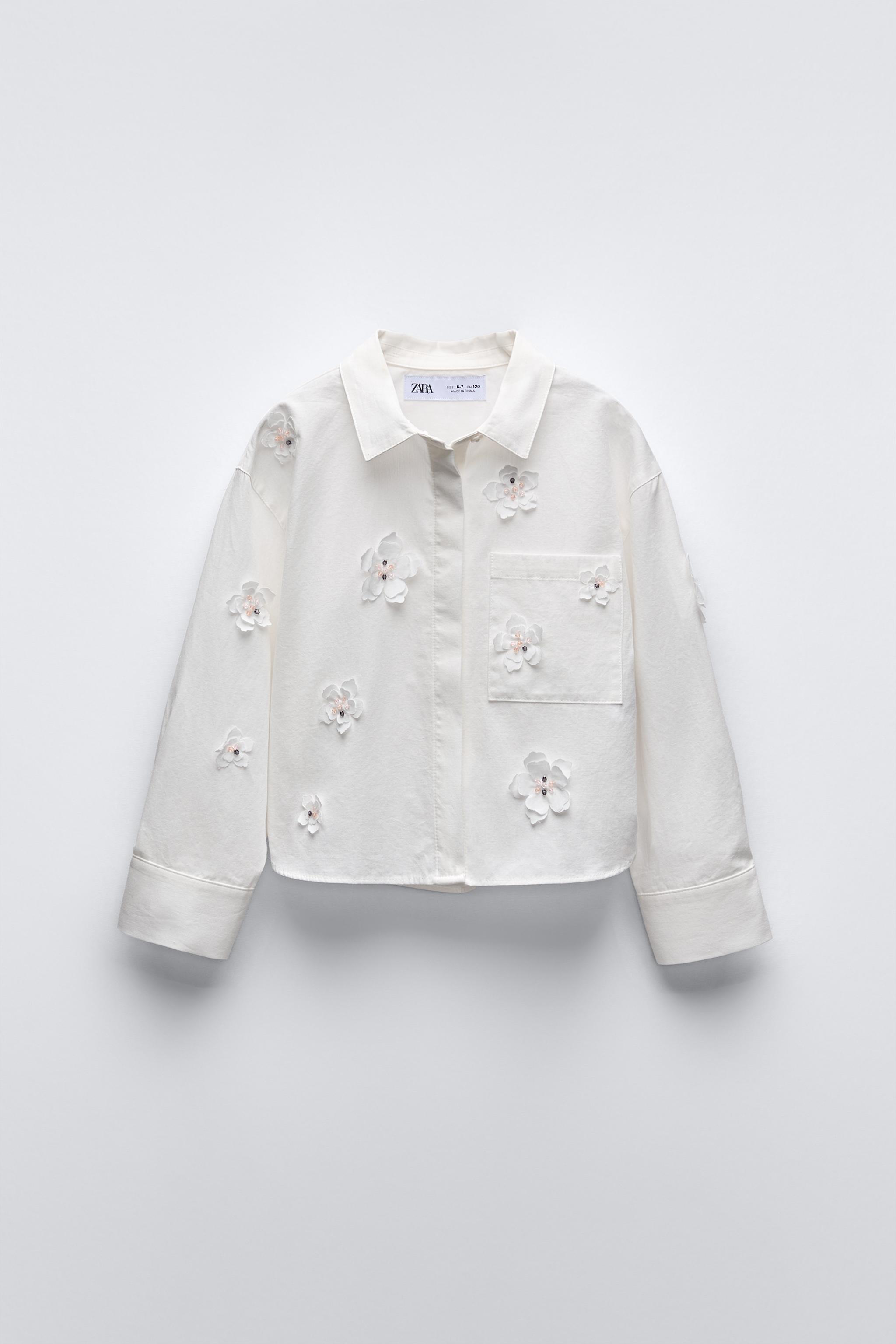 CAMISA FLORES 3D Blanco ZARA Estados Unidos de America United States