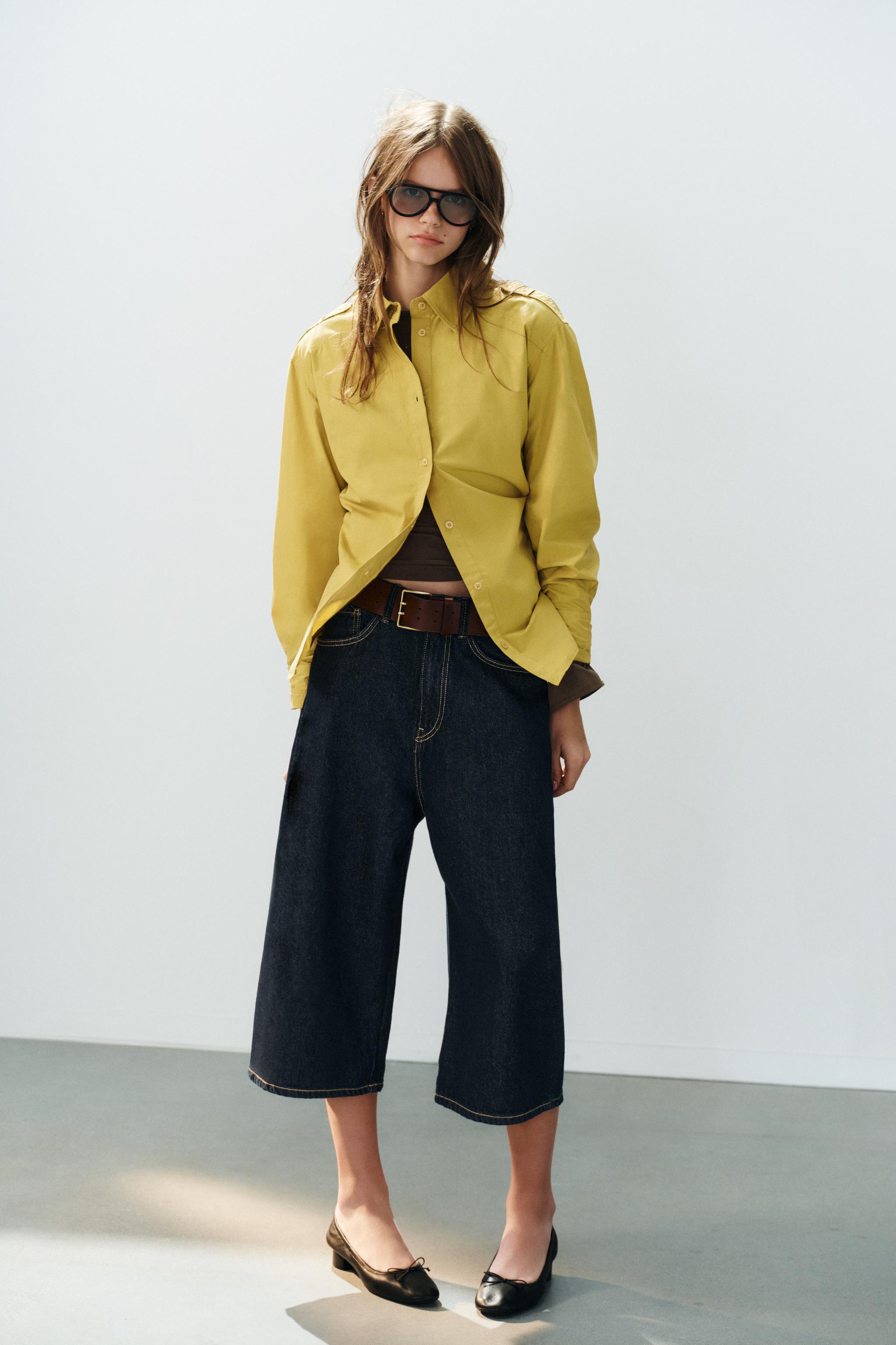 TWILL TAB DETAIL SHIRT — Mustard