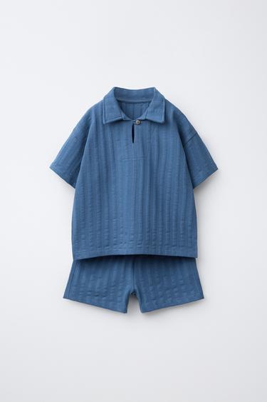 POLO T-SHIRT AND BERMUDA SHORTS JOGGING SET - Blue by Zara