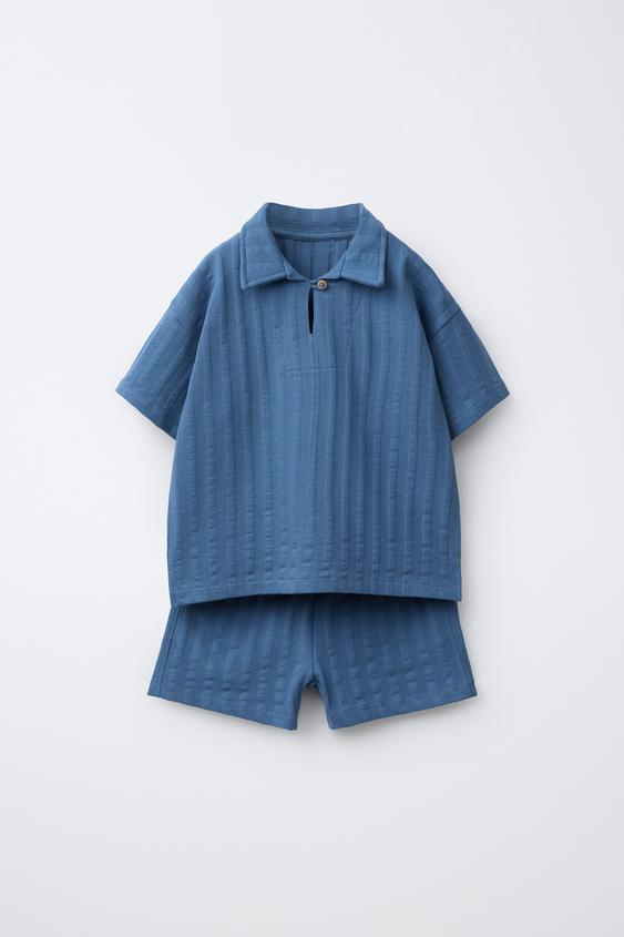 ENSEMBLE JOGGING T-SHIRT POLO ET BERMUDA - Bleu de Zara - Image 0