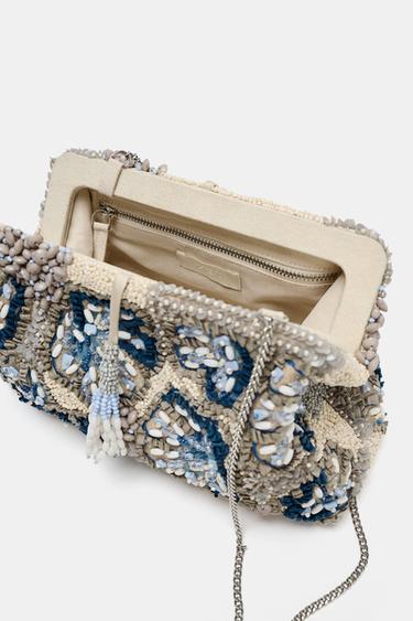 BEADED CLUTCH - Blue by Zara - Image 4