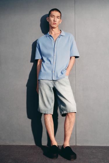 FADED WASH BAGGY FIT DENIM BERMUDA SHORTS - Light blue by Zara