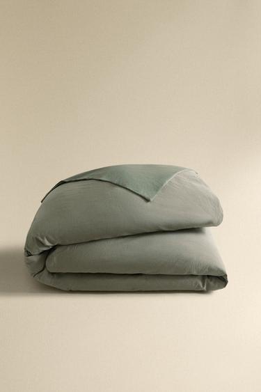 STRIPED COTTON DUVET COVER - Green by Zara - Image 4