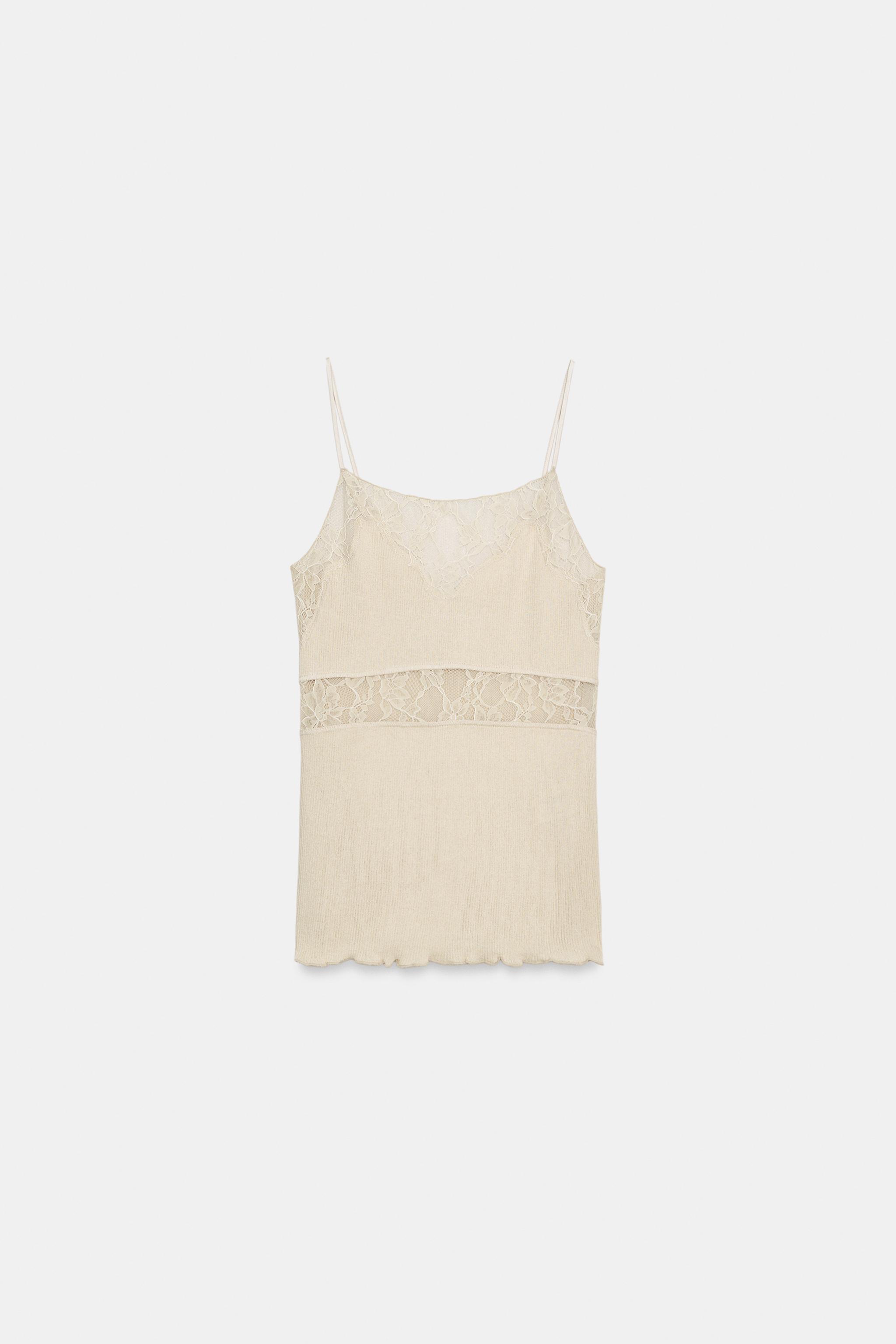 SEAMLESS LACE TOP - Beige-pink | ZARA South Africa